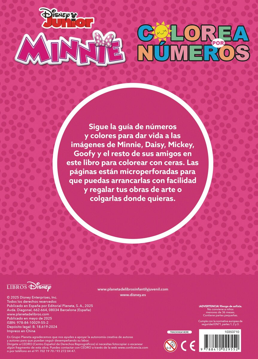 Minnie. Colorea por números con ceras: Con 8 ceras de colores 2