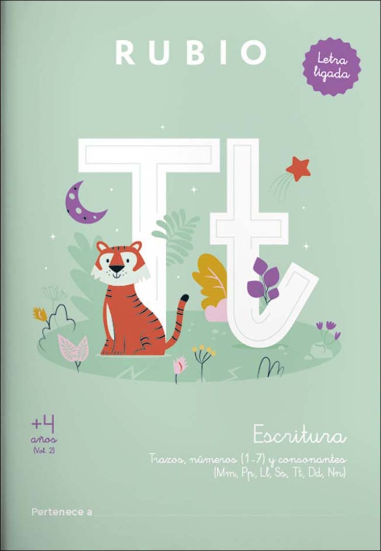 Imagem 0 de Escritura con letra ligada (+4 años) Vol. 2: Trazos, números (1&7) y consonantes (Mm, Pp, Ll, Ss, Tt, Dd, Nn)