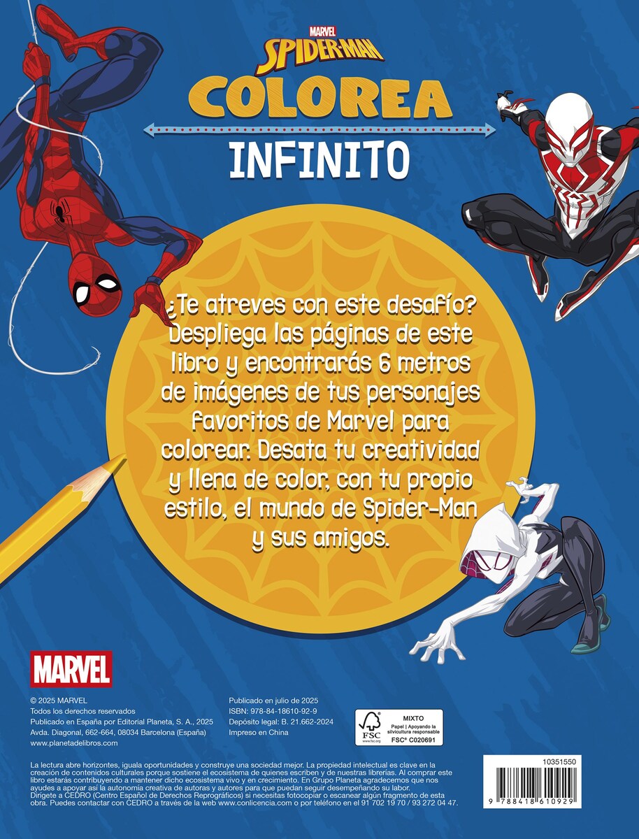Spider-Man. Colorea infinito: 6 metros de imágenes para colorear (Capa mole) 2
