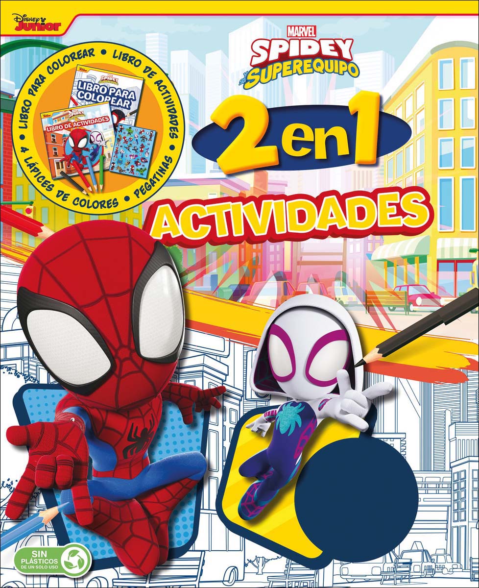 Spidey y su superequipo. Actividades 2 en 1: Libro para colorear, actividades, lápices y pegatinas