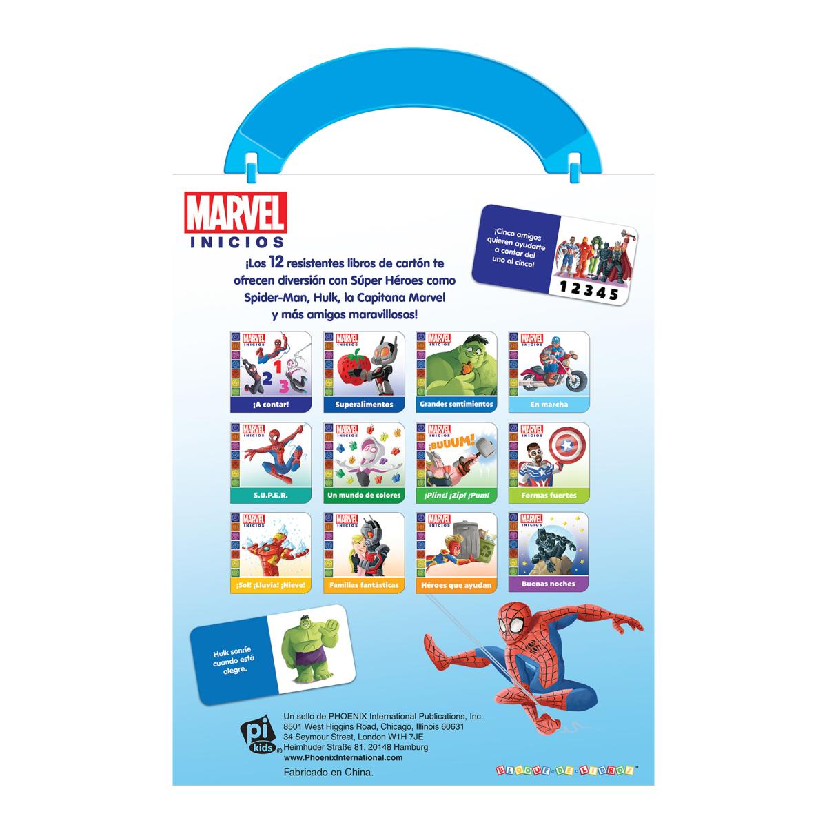 MARVEL INICIOS - MI PRIMERA BIBLIOTECA - 12 LIBROS DE CARTON - PI KIDS 2