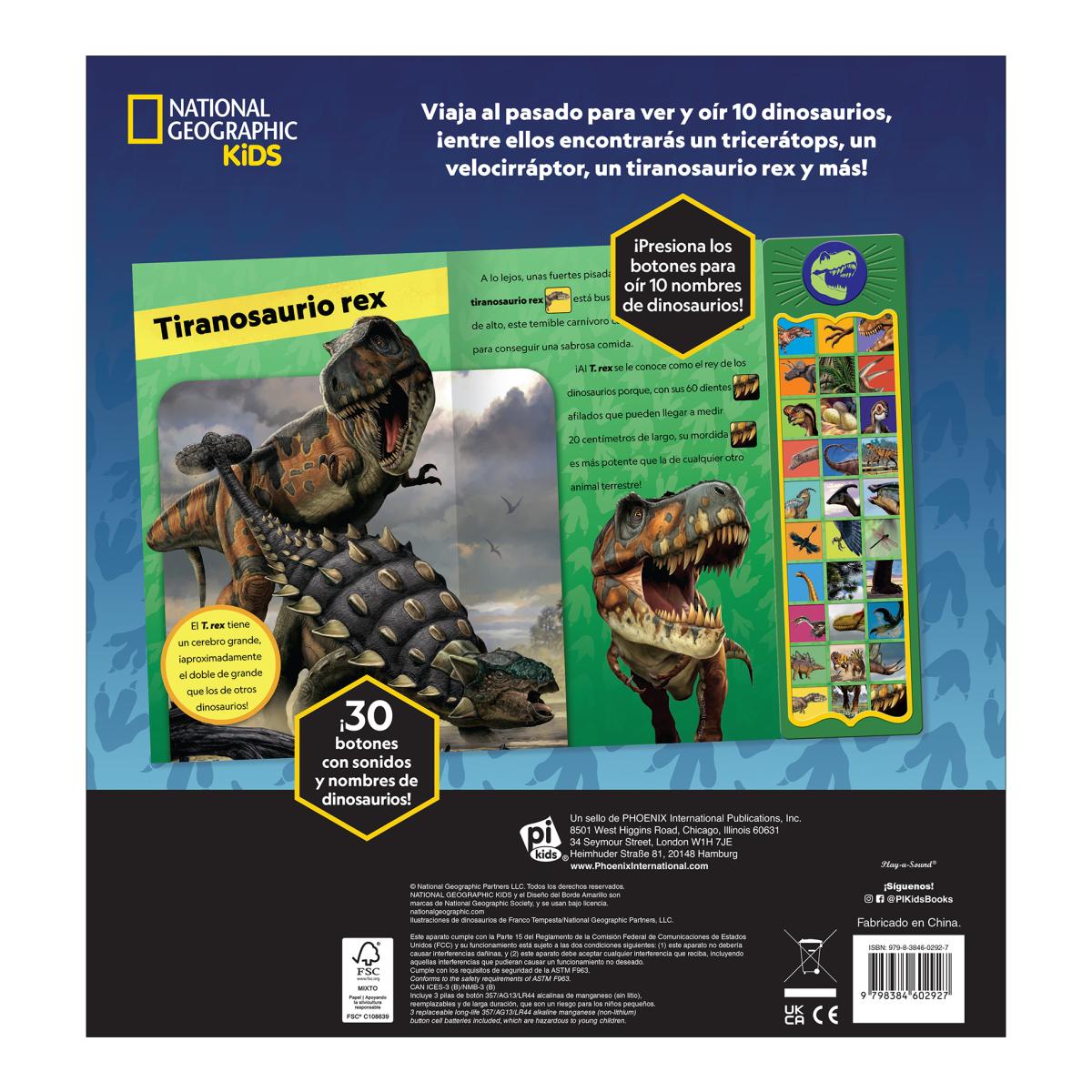 NATIONAL GEOGRAPHIC KIDS - DINOSAURIOS PELIGROSOS - LIBRO SONORO CON 30 BOTONES PARA OÍR PALABRAS Y SONIDOS  - PI KIDS (Capa dura) 3