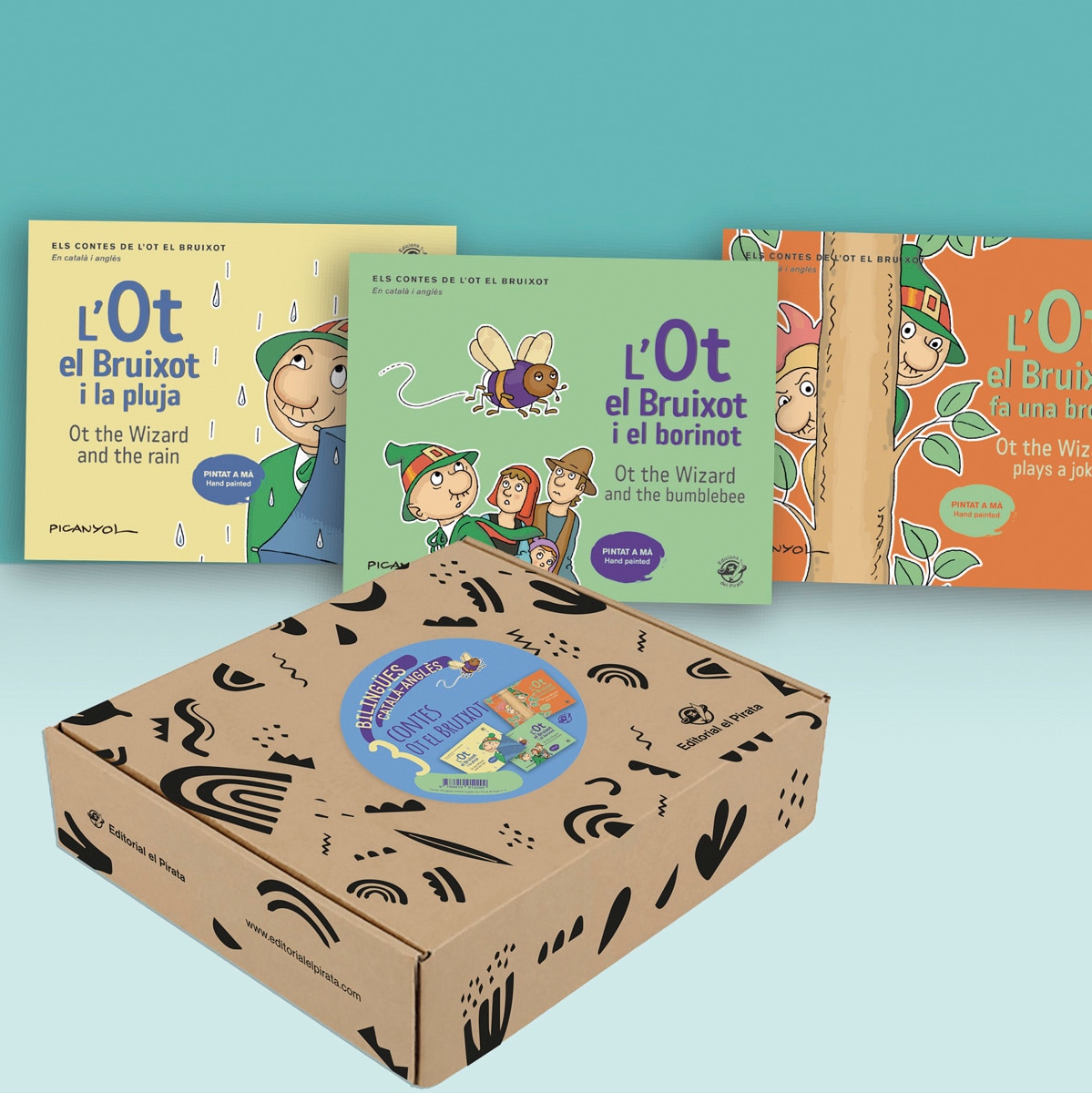 Pack 3 contes bilingües de l&Ot el Bruixot: Tres llibres bilingües en català i en anglès per a nens i nenes a partir de 3 anys. Aprèn anglès amb l'Ot 1