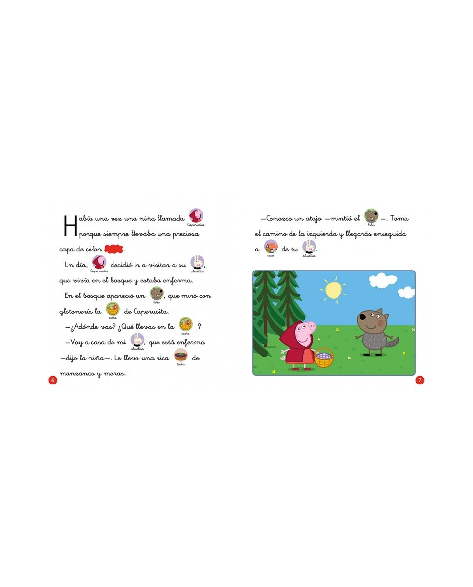 Peppa Pig. Lectoescritura - Aprende con Peppa. Caperucita y La bella durmiente: Dos cuentos con pictogramas para aprender a leer (Capa dura) 3