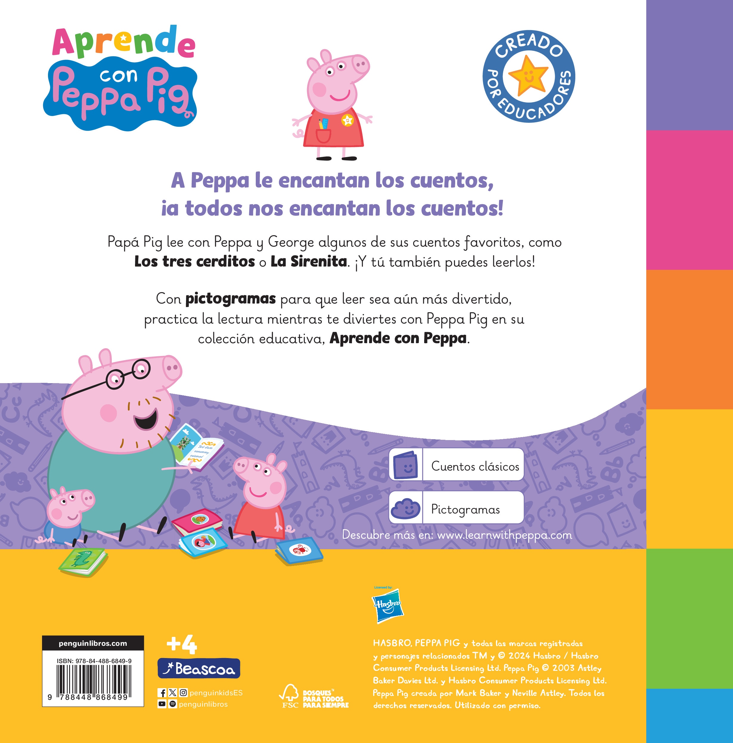 Peppa Pig. Lectoescritura - Aprende con Peppa. Los tres cerditos y La Sirenita: Dos cuentos con pictogramas para aprender a leer (Capa dura) 2