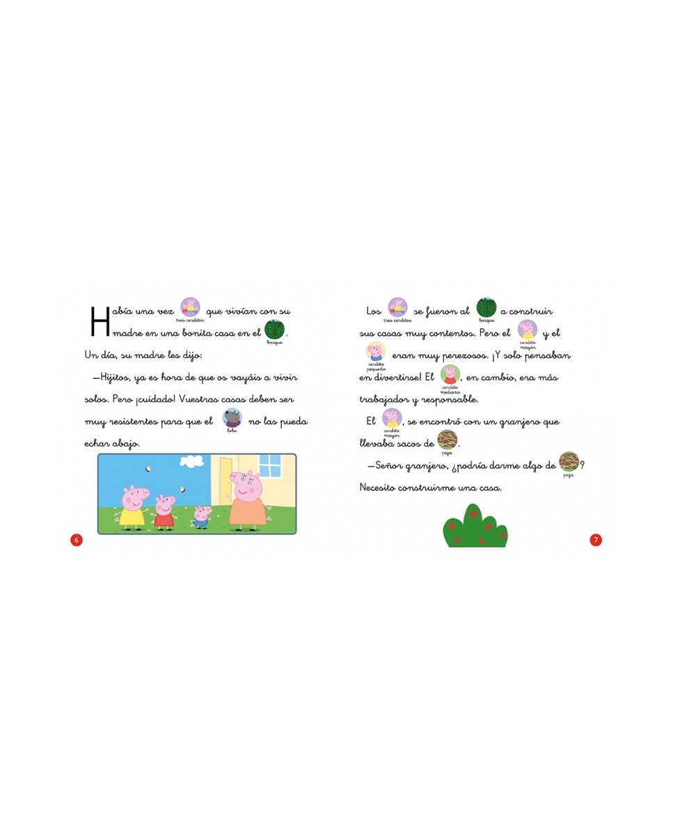Peppa Pig. Lectoescritura - Aprende con Peppa. Los tres cerditos y La Sirenita: Dos cuentos con pictogramas para aprender a leer (Capa dura) 3