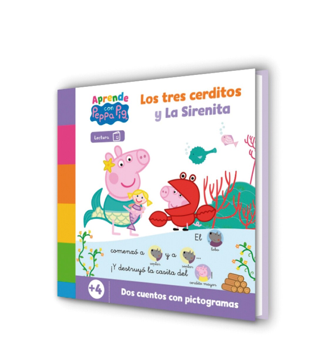 Peppa Pig. Lectoescritura - Aprende con Peppa. Los tres cerditos y La Sirenita: Dos cuentos con pictogramas para aprender a leer (Capa dura) 4