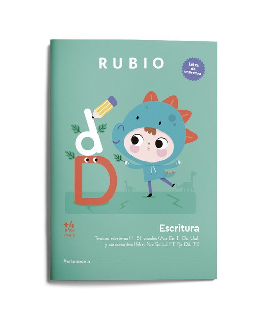 Imagem 0 de Escritura con letra de imprenta (+4 años). Vol. 1: Trazos, números (1-5), vocales (Aa, Ee, Ii, Oo, Uu) y consonantes (Mm, Nn, Ss, Ll, Ff, Pp, Dd, Tt)