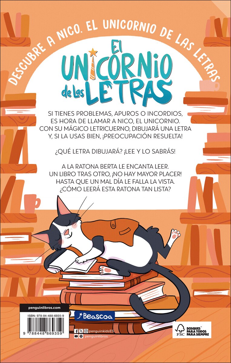 El unicornio de las letras 3 - Una biblioteca, mil libros y la ratona Berta en peligro: Aprende a leer con MAYÚSCULAS (a partir de 5 años) (Capa mole) 2