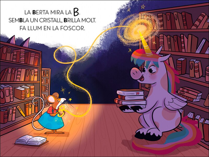 L'unicorn de les lletres 3 - Mil llibres, una biblioteca i un perill per a la rateta Berta: Aprèn a llegir amb MAJÚSCULES a partir dels  (Capa mole) 3
