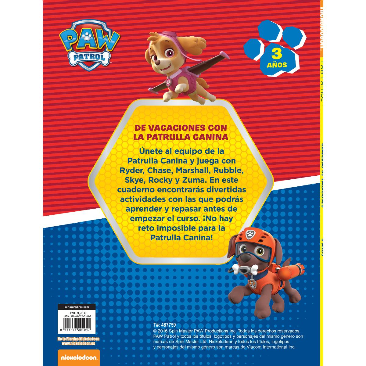 Paw Patrol | Patrulla Canina. Cuaderno de vacaciones - Cuaderno de vacaciones (3 años) (Tapa blanda) 2