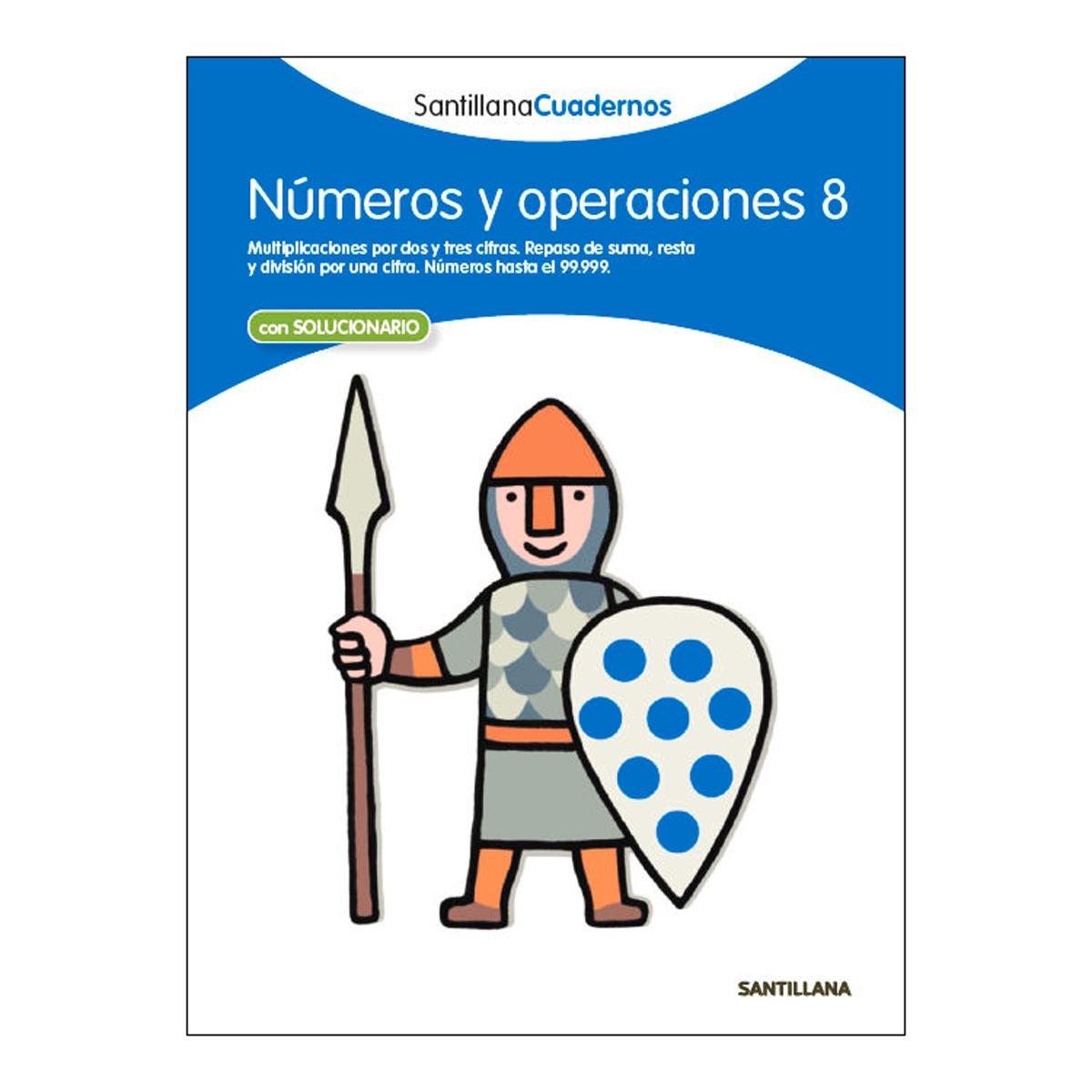 Portada de NÚMEROS Y OPERACIONES 8 SANTILLANA CUADERNOS (Tapa blanda).
