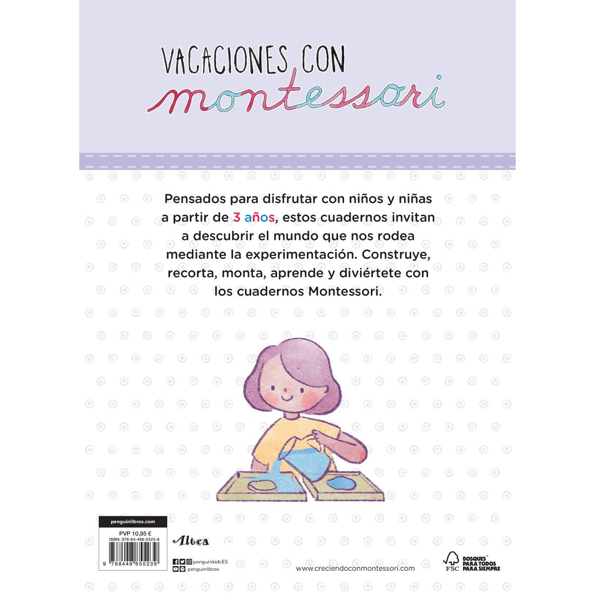 Creciendo con Montessori. Cuadernos de vacaciones - Vacaciones con Montessori (3 años): Cuaderno de actividades para niños y niñas de 3 (Tapa blanda) 2
