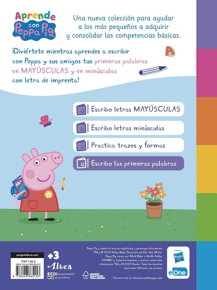 Peppa Pig. Primeros aprendizajes - Aprende Lengua con Peppa Pig. Escribo las primeras palabras (+ 3 años): Cuaderno preescolar: Traza y (Tapa blanda) 2