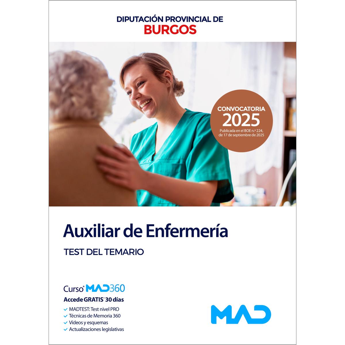 Auxiliar de enfermería.Test del temario.Diputaci