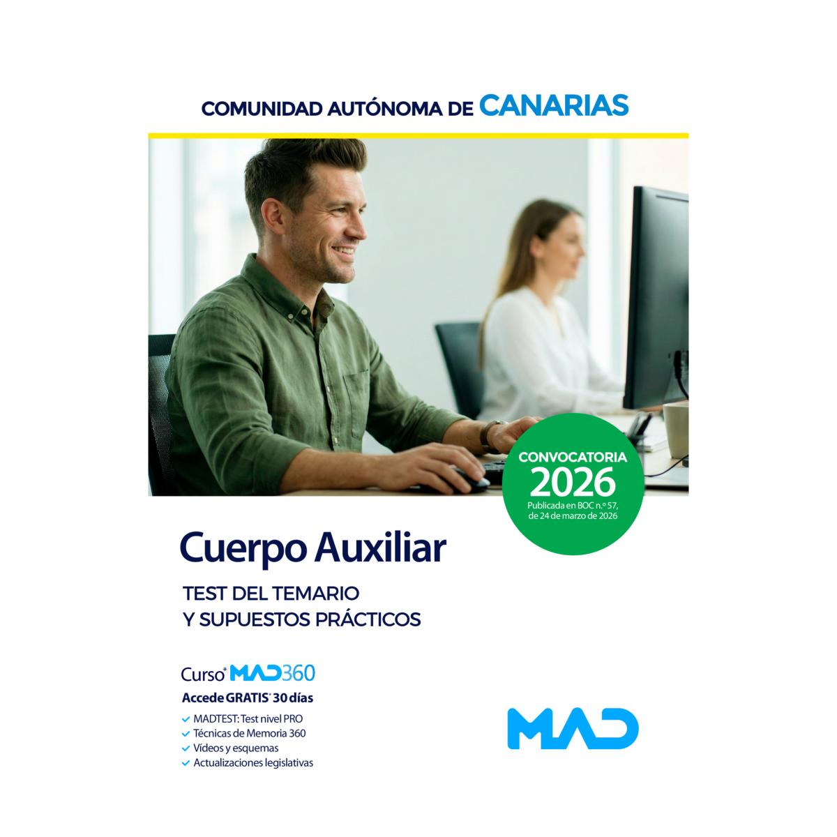 Cuerpo auxiliar. test del temario y supu
