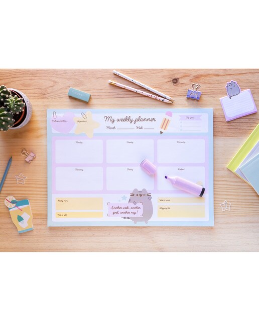 Bloco Planif. Semanal A3 Pusheen 29,7x0,01x42 Branco Branco / Verde-2