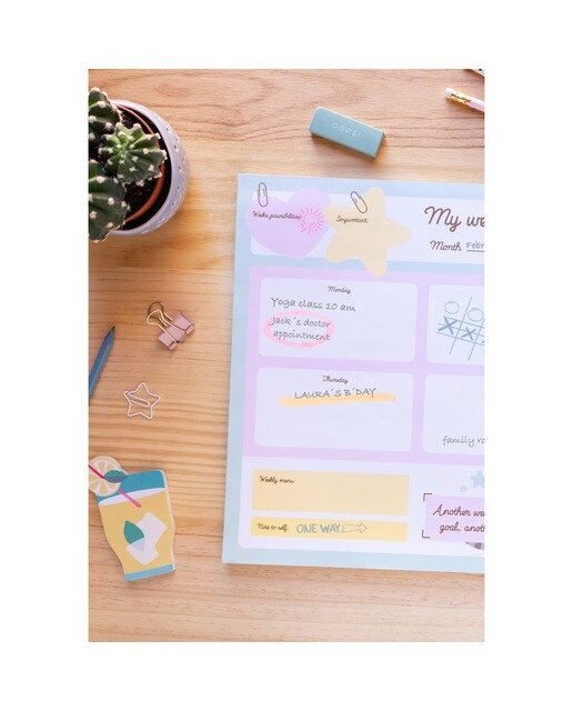 Bloco Planif. Semanal A3 Pusheen 29,7x0,01x42 Branco Branco / Verde-3