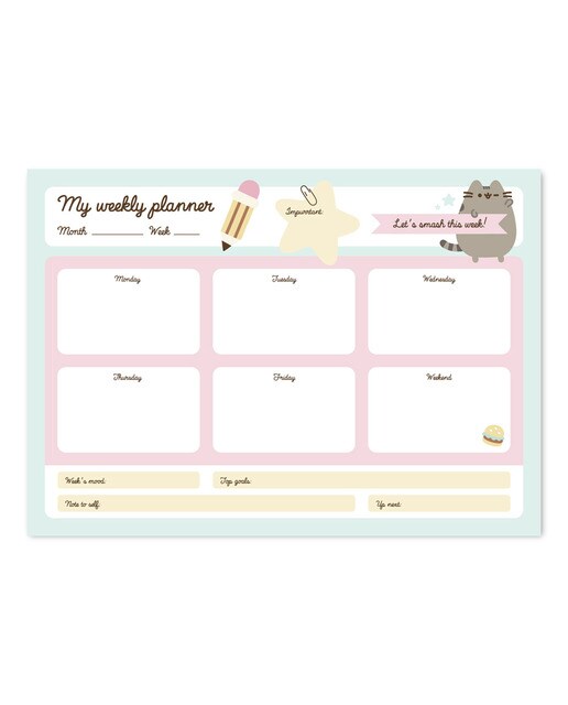 Bloc Planif. Semanal A4 Pusheen 21x29,8x1,3 Branco Branco / Verde-1