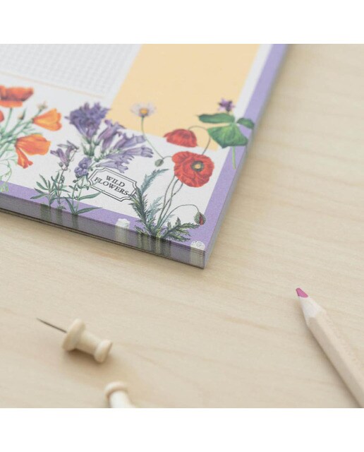 Bloco Planificador Semanal Botanical Wild Flowers A4 - Branco Branco / Lilás-4
