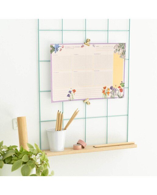 Bloco Planificador Semanal Botanical Wild Flowers Inglês A4 - Branco Branco / Lilás-6