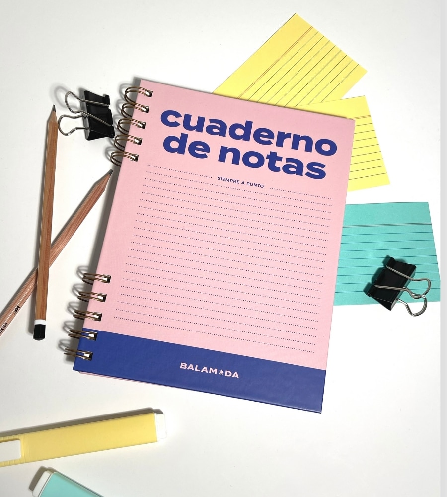 Bloco de notas Rose Sky da Balamoda cor-de-rosa e azul 3