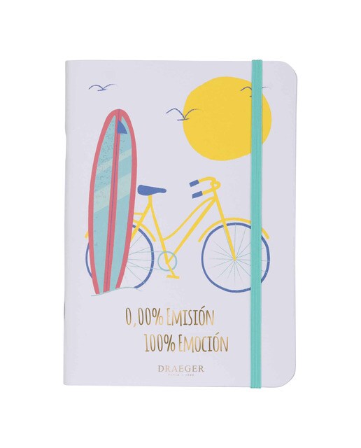 Bloco A5 Imagem Prancha de Surf e Bicicleta branco Branco-1