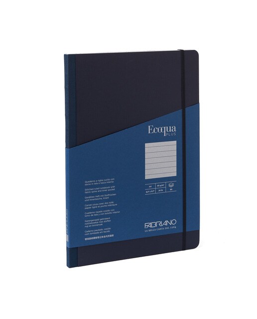 Bloco A4 de Linhas Tecido Ecoqua Plus - Azul-Escuro Azul-escuro-1