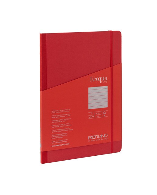 Bloco A4 de Linhas Tecido Ecoqua Plus - Vermelho Vermelho-1