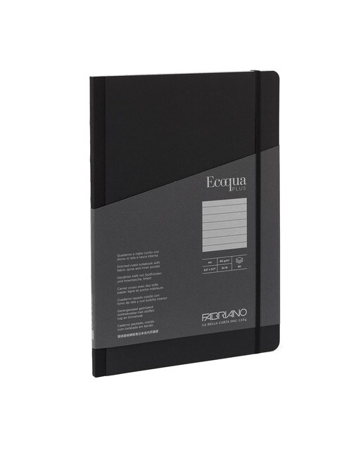 Bloco A4 de Linhas Tecido Ecoqua Plus - Preto Preto-1
