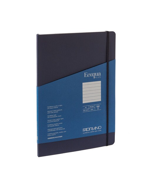 Bloco A4 de Linhas Cosido Ecoqua Plus - Azul-Escuro Azul-escuro-1