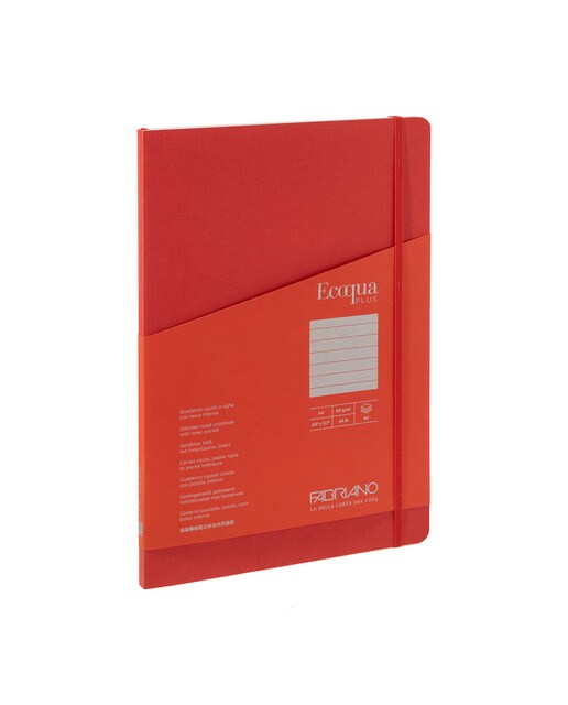 Bloco A4 de Linhas Cosido Ecoqua Plus - Vermelho Vermelho-1