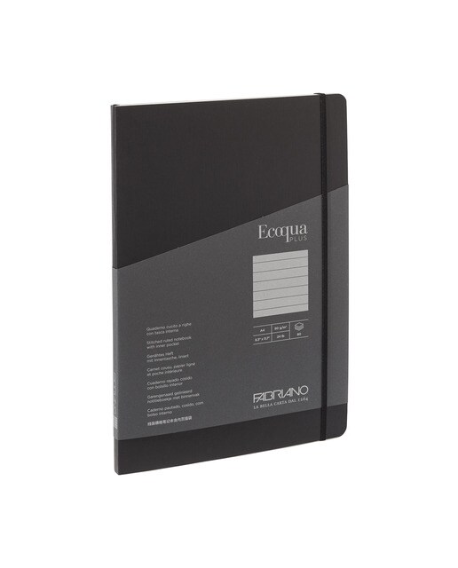 Bloco A4 de Linhas Cosido Ecoqua Plus - Preto Preto-1