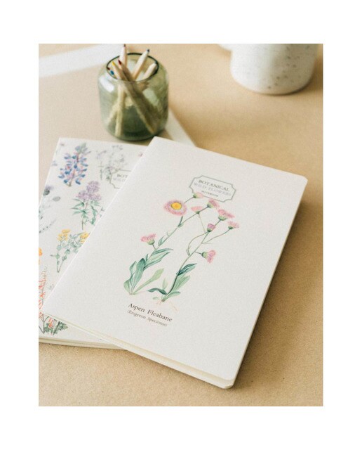 Pack 3 Cadernos Botanical Wild Flowers A5 - Branco Branco / Lilás-6