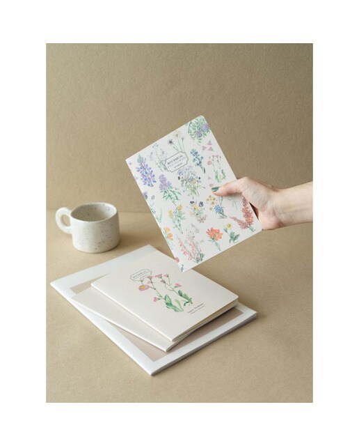Pack 3 Cadernos Botanical Wild Flowers A5 - Branco Branco / Lilás-7