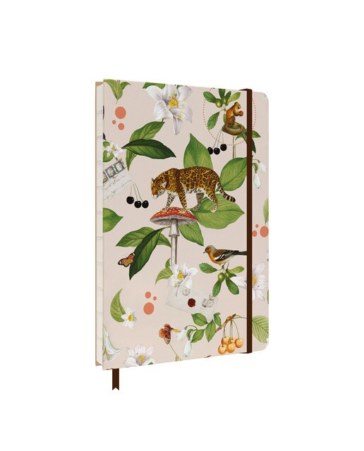 Caderno Encadernação Artesanal Jungle Bliss A5 - Verde Verde / Bege-1