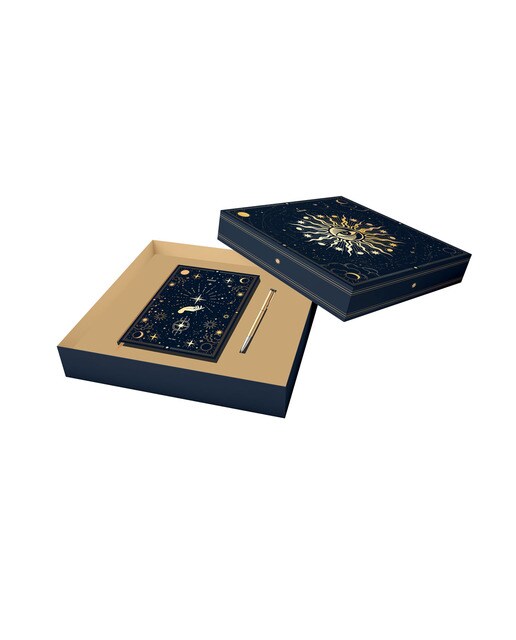 Conjunto de bloco de notas Premium A5 com caneta Astral Erik azul Azul / Dourado-1