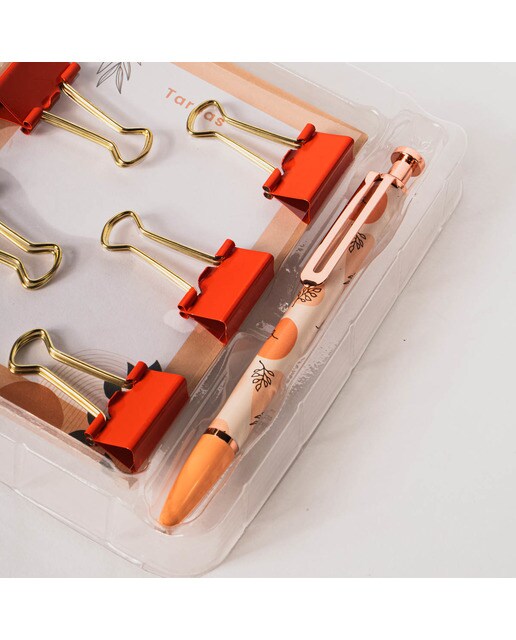 Kit de Papelaria - Azul/Multicolor Laranja / Multicolor-4