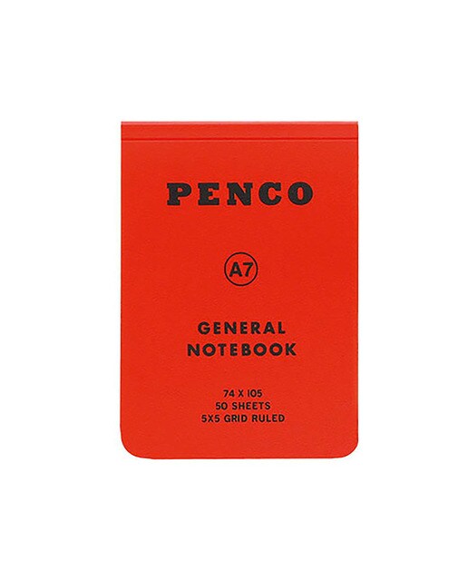 Bloco A7 com capa flexível e folha quadriculada 5x5 Penco vermelho Vermelho-1