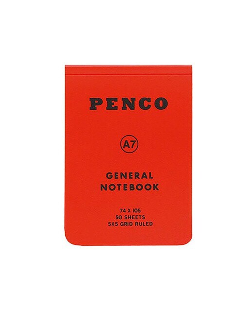 Bloc A7 tapa flexible y hoja cuadriculada 5x5 Penco rojo