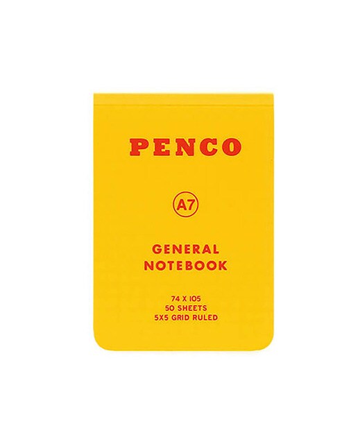 Caderno A7 com capa flexível folha quadriculada 5x5 amarelo Penco Amarelo-1