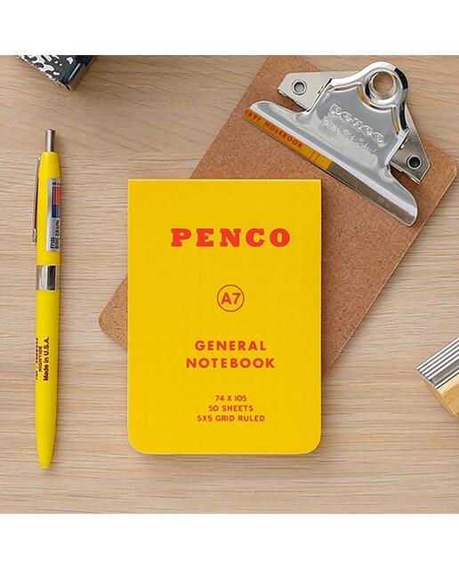 Caderno A7 com capa flexível folha quadriculada 5x5 amarelo Penco Amarelo-2