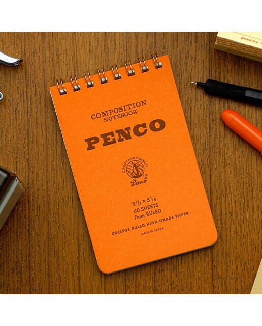 Bloco de argolas S papel pautado 7mm Penco capa cor de laranja Laranja-2