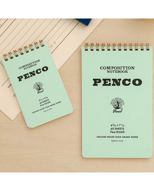Bloco de argolas S papel pautado 7mm Penco capa verde menta Menta-2