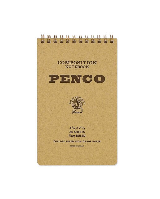 Bloco de argolas duplo Penco M papel pautado 7mm Penco capa kraft Kraft-1