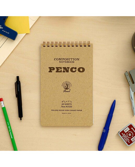 Bloco de argolas duplo Penco M papel pautado 7mm Penco capa kraft Kraft-2