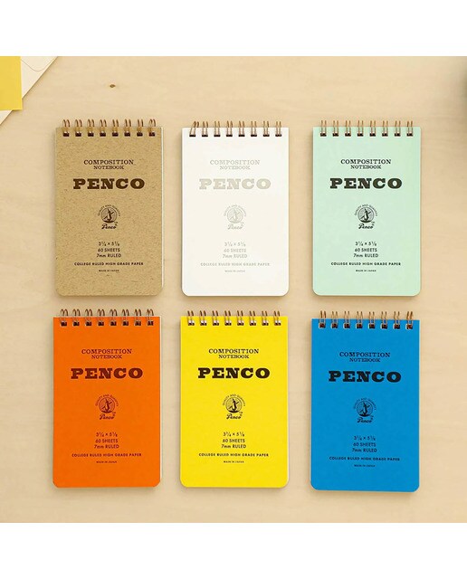 Bloco de argolas duplo Penco M papel pautado 7mm Penco capa kraft Kraft-8