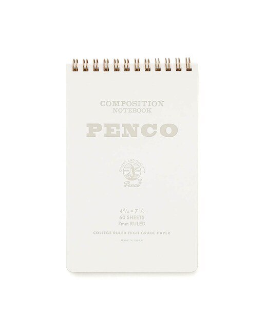 Bloco de argolas duplo M papel pautado 7mm Penco capa branca Branco-1