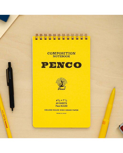 Bloco de argolas duplo M papel pautado 7mm Penco capa amarela Amarelo-2