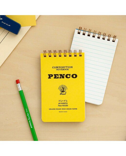 Bloco de argolas duplo M papel pautado 7mm Penco capa amarela Amarelo-3